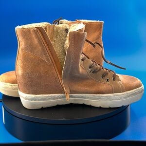 OTOT Women's Brown Leather Boots Side Zip Lace GOWE Size 10